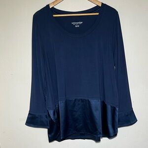 Soft Surroundings Tina Jersey Tunic Top Navy with Satin Hems Size XL